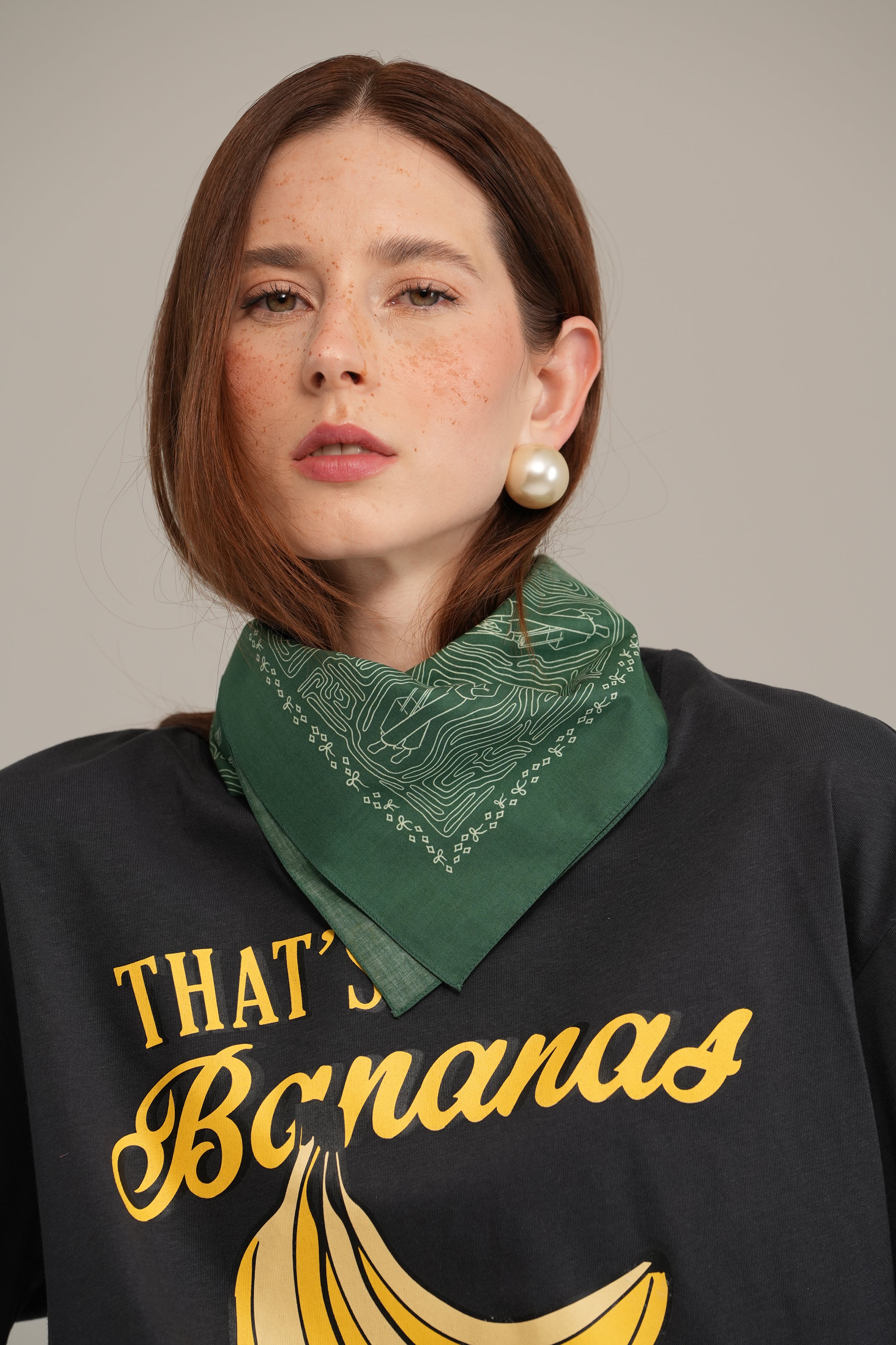 Globe Trotter Green Cotton Bandana