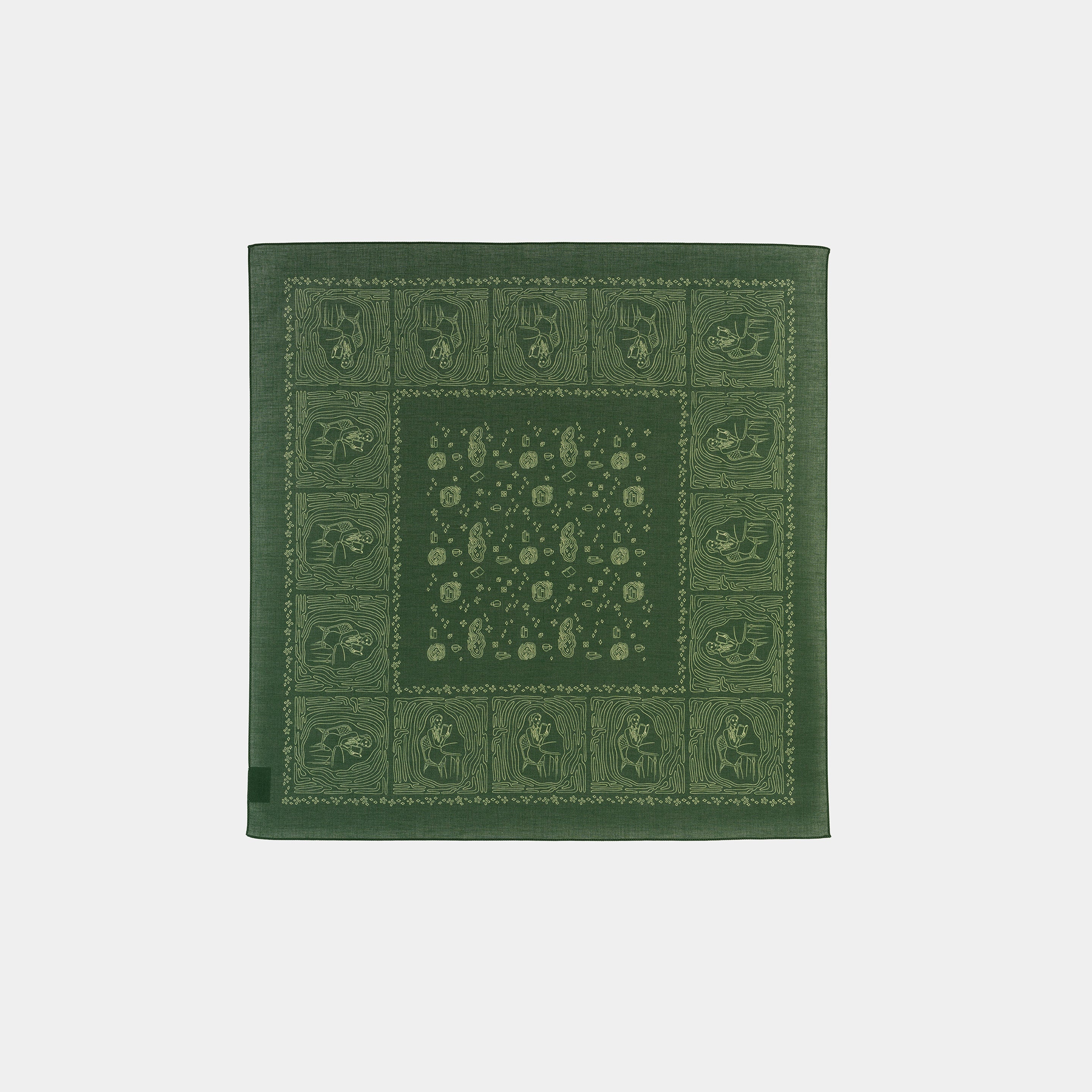 The Girl Who Loves Reading Dark Green Cotton Bandana
