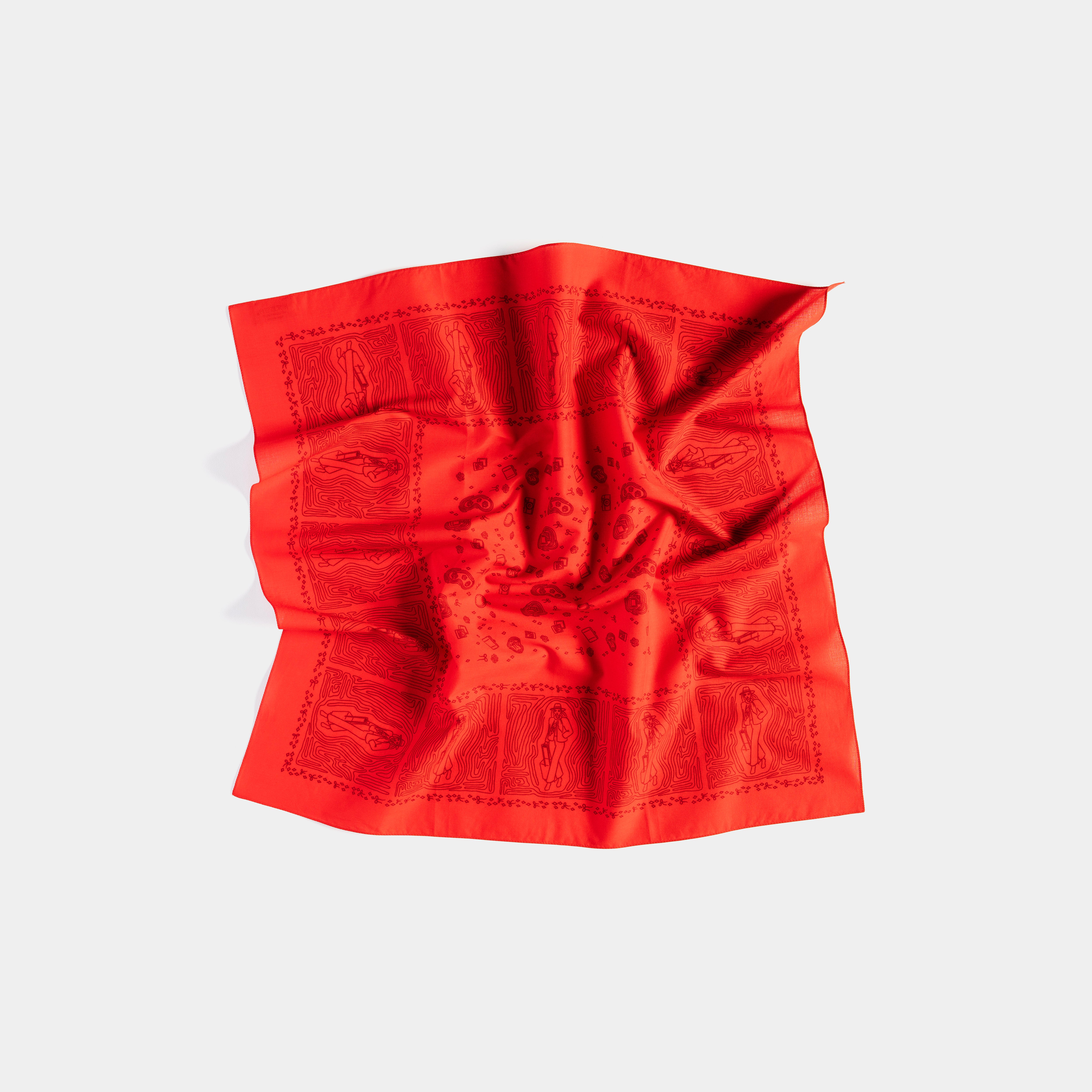 Globe Trotter Strawberry Red Cotton Bandana