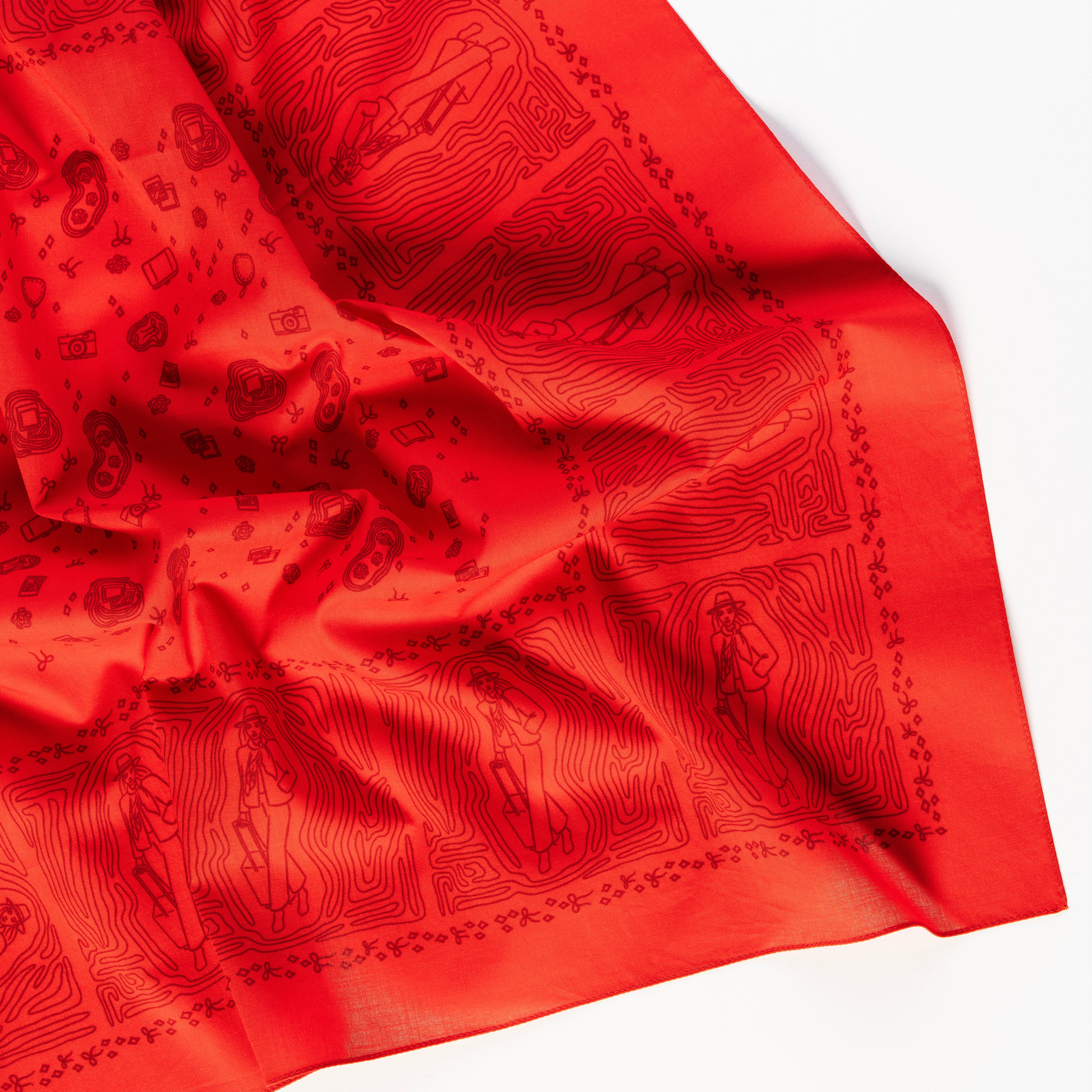 Globe Trotter Strawberry Red Cotton Bandana