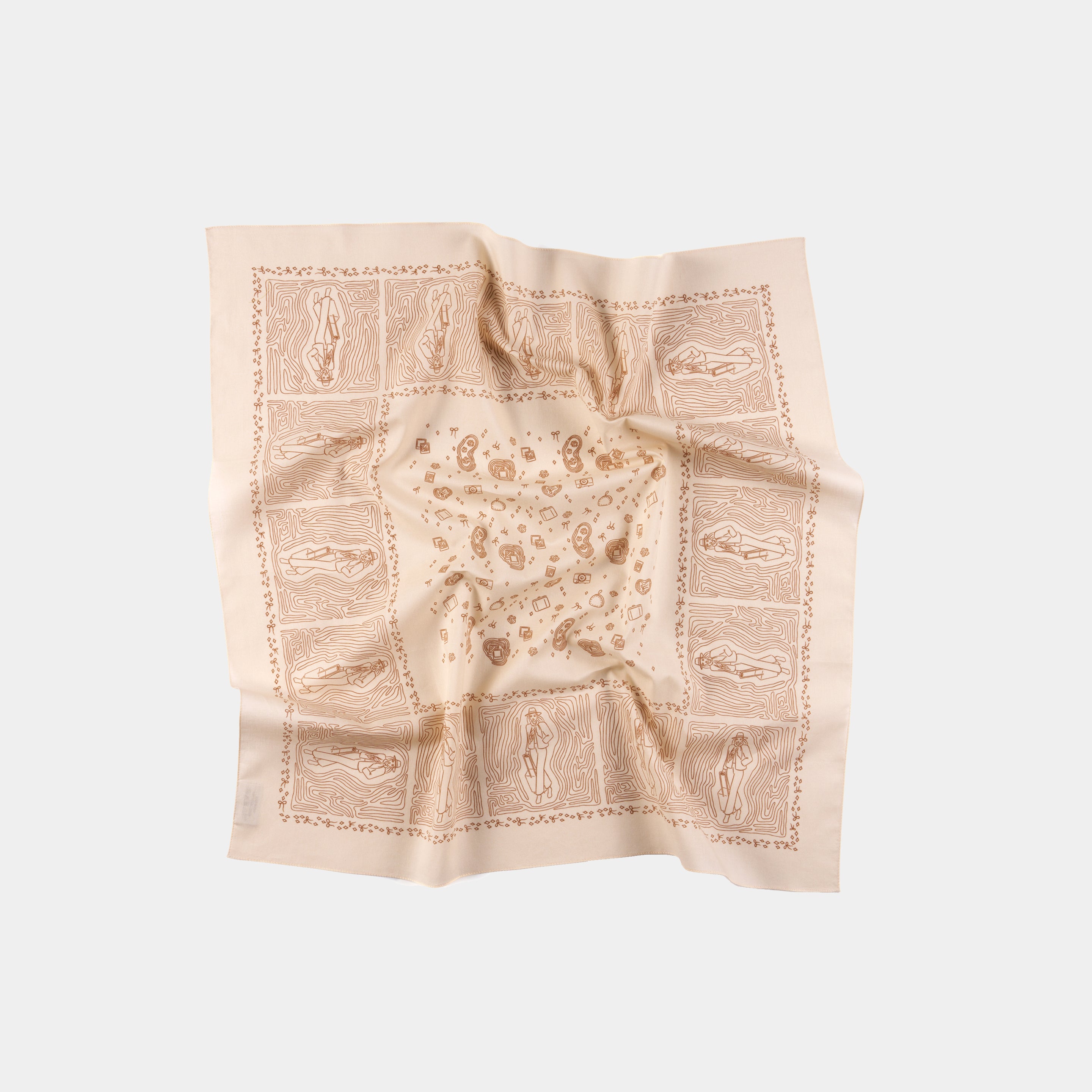 Globe Trotter Beige Cotton Bandana