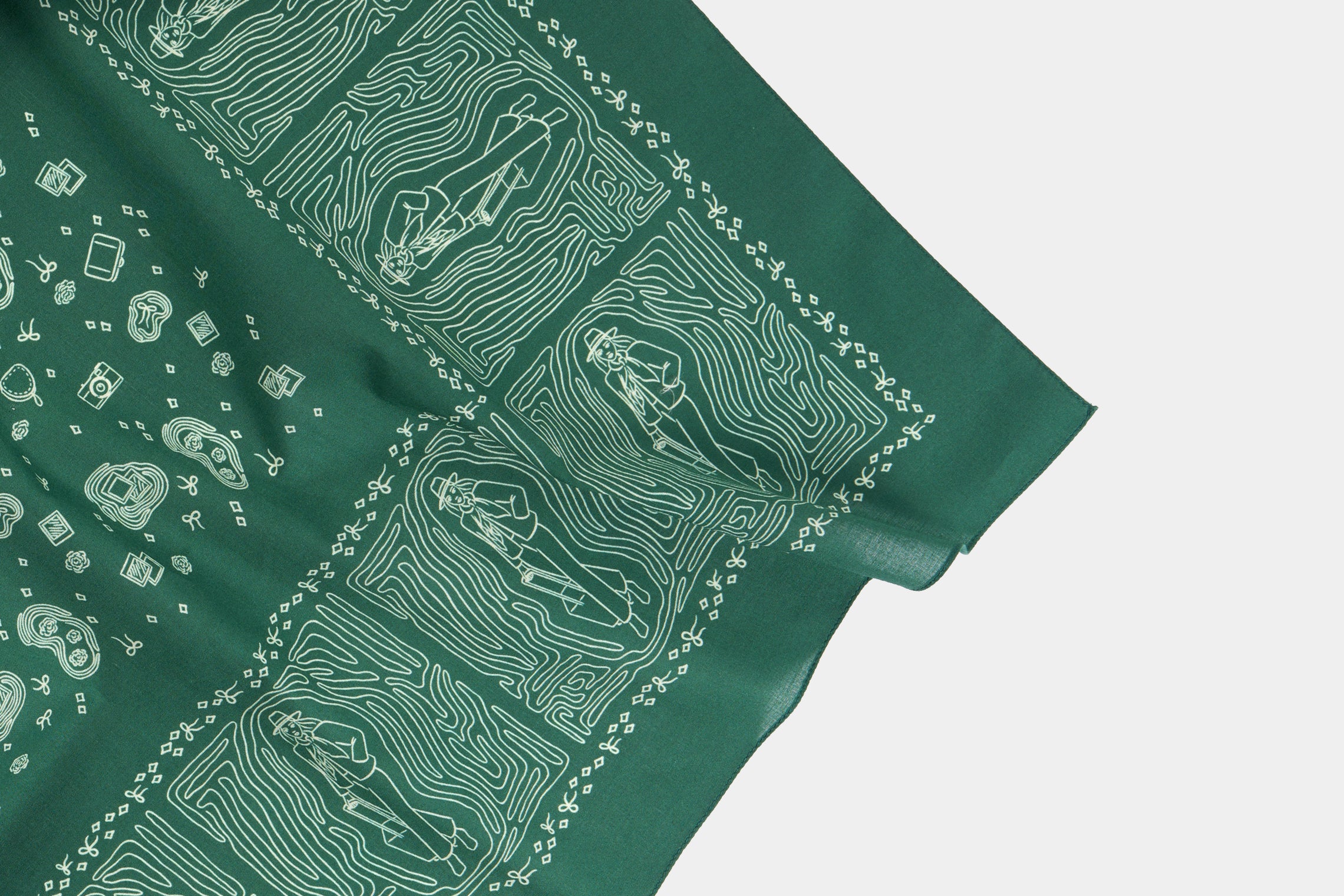 Globe Trotter Green Cotton Bandana