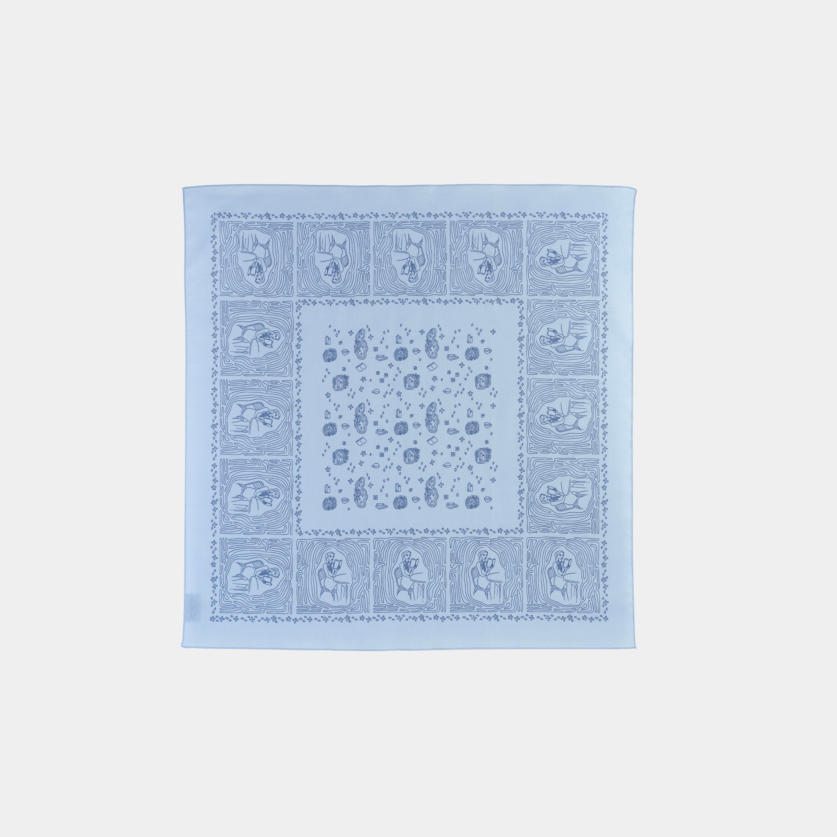 The Girl Who Loves Reading Vintage Blue Cotton Bandana